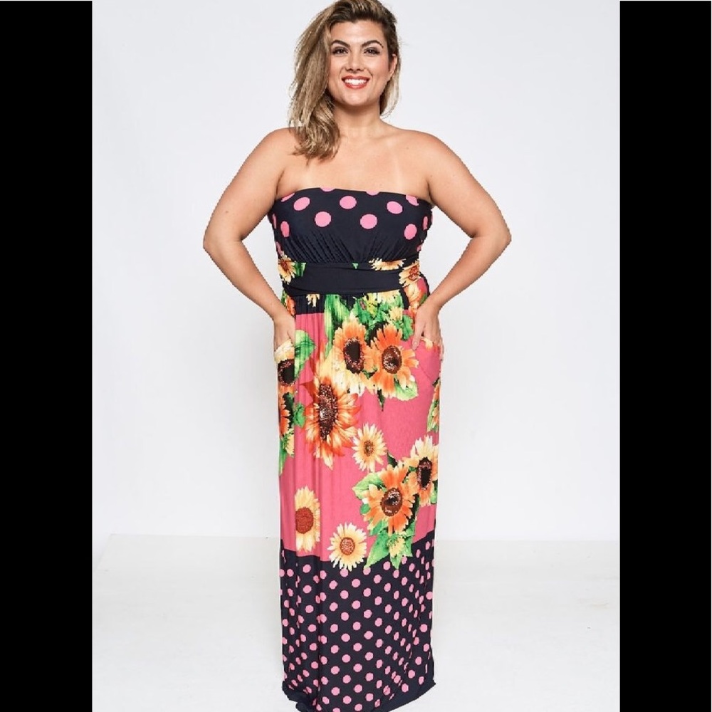 Sleeveless Mixed Print Pocketed Maxi Dress